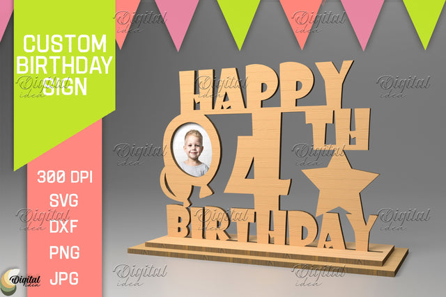 Personalized Birthday Sign. Photo Frame Laser Cut SVG Evgenyia Guschina 