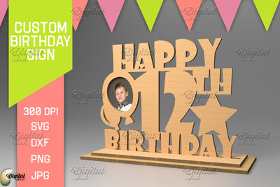 Personalized Birthday Sign. Photo Frame Laser Cut SVG Evgenyia Guschina 