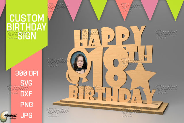 Personalized Birthday Sign. Photo Frame Laser Cut SVG Evgenyia Guschina 