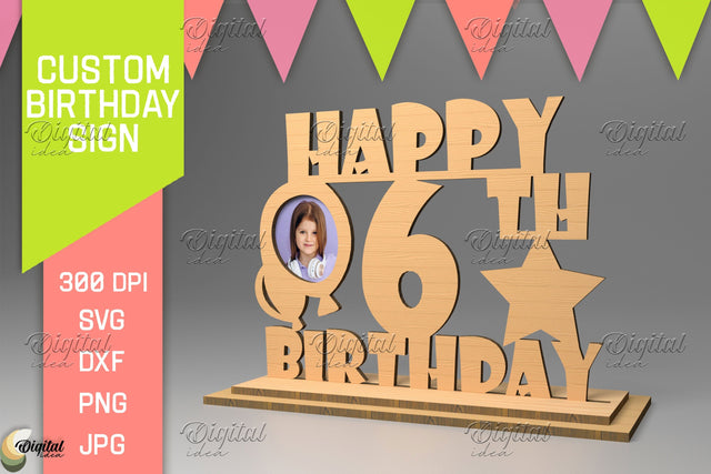 Personalized Birthday Sign. Photo Frame Laser Cut SVG Evgenyia Guschina 