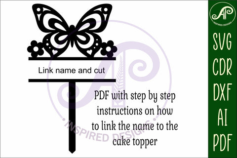 Personalized butterfly cake topper SVG laser cut SVG APInspireddesigns 
