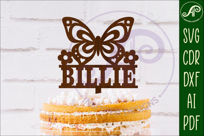 Personalized butterfly cake topper SVG laser cut SVG APInspireddesigns 