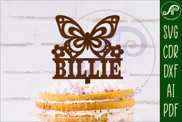 Personalized butterfly cake topper SVG laser cut SVG APInspireddesigns 