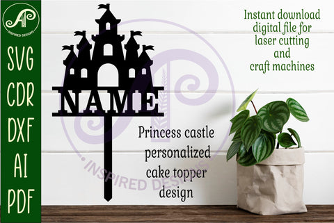 Personalized Castle cake topper SVG laser cut SVG APInspireddesigns 