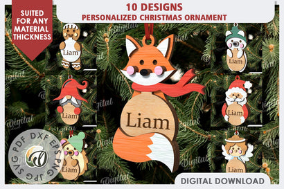 Personalized Christmas Ornaments Laser Cut Bundle. Xmas SVG SVG Evgenyia Guschina 