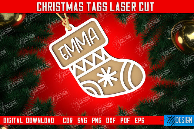 Personalized Christmas Tag | Gift Tags | Christmas Gift Card | Christmas Eve | Xmas Gift | CNC File SVG Fly Design 