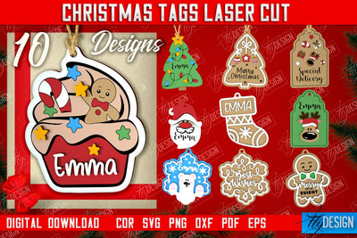 Personalized Christmas Tags Bundle | Gift Tags | Christmas Gift Card | Christmas Eve | Xmas Gift | CNC Files SVG Fly Design 