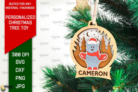 Personalized Christmas Tree Toys Laser Cut Bundle. Xmas SVG SVG Evgenyia Guschina 