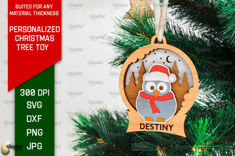 Personalized Christmas Tree Toys Laser Cut Bundle. Xmas SVG SVG Evgenyia Guschina 