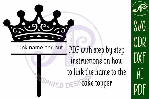 Personalized Crown cake topper SVG laser cut SVG APInspireddesigns 