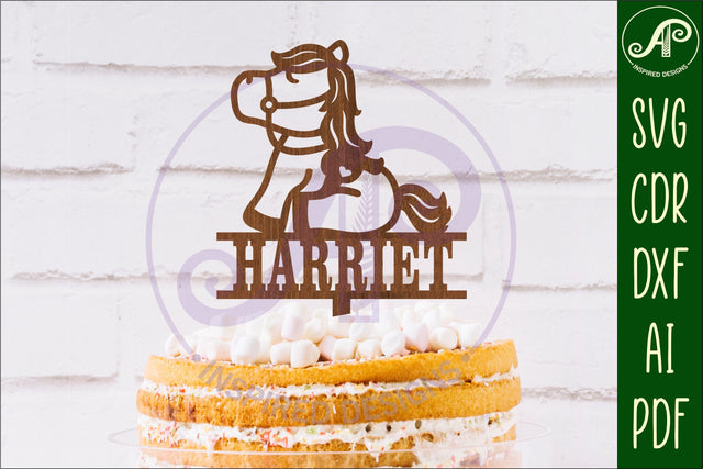 Personalized Cute Horse cake topper SVG laser cut SVG APInspireddesigns 