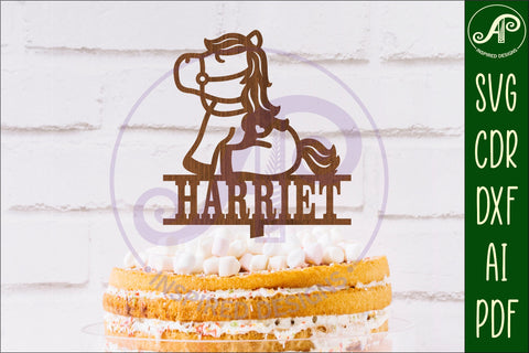 Personalized Cute Horse cake topper SVG laser cut SVG APInspireddesigns 