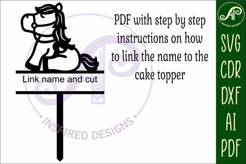 Personalized Cute Horse cake topper SVG laser cut SVG APInspireddesigns 