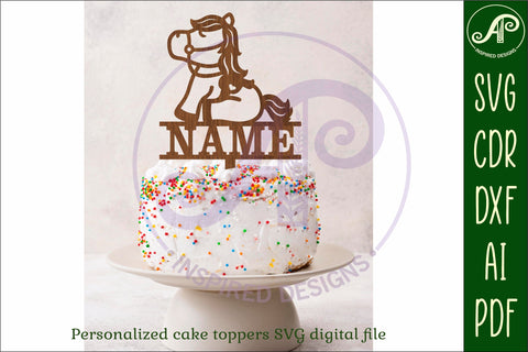 Personalized Cute Horse cake topper SVG laser cut SVG APInspireddesigns 