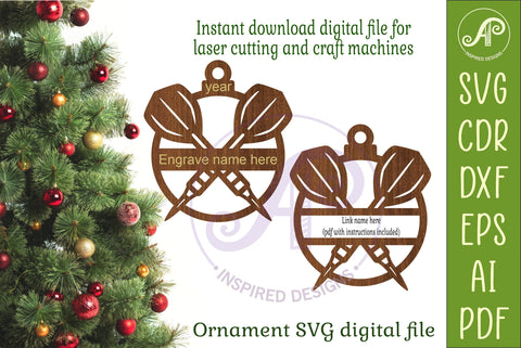 Personalized Darts Christmas Ornament SVG, Dart Player SVG APInspireddesigns 