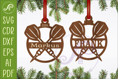 Personalized Darts Christmas Ornament SVG, Dart Player SVG APInspireddesigns 