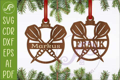 Personalized Darts Christmas Ornament SVG, Dart Player SVG APInspireddesigns 