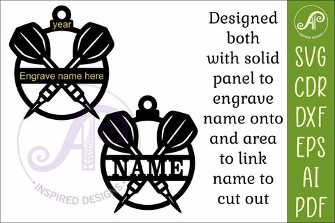 Personalized Darts Christmas Ornament SVG, Dart Player SVG APInspireddesigns 