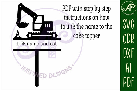 Personalized Digger cake topper SVG laser cut SVG APInspireddesigns 