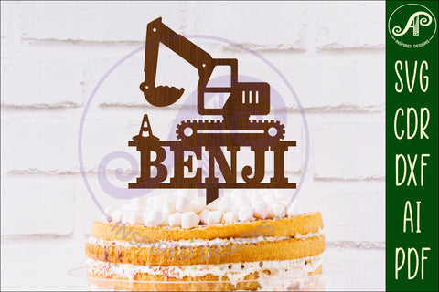 Personalized Digger cake topper SVG laser cut SVG APInspireddesigns 