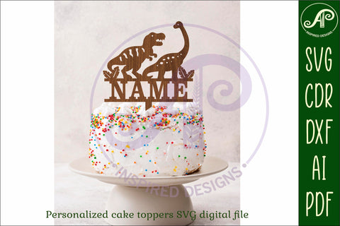 Personalized Dinosaur cake topper SVG laser cut SVG APInspireddesigns 
