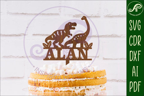 Personalized Dinosaur cake topper SVG laser cut SVG APInspireddesigns 