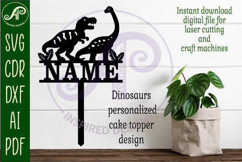 Personalized Dinosaur cake topper SVG laser cut SVG APInspireddesigns 