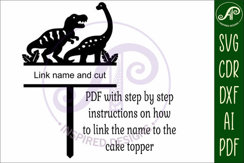 Personalized Dinosaur cake topper SVG laser cut SVG APInspireddesigns 