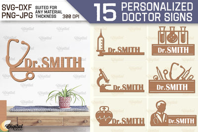 Personalized Doctor Signs Laser Cut Bundle. Wall Decor SVG SVG Evgenyia Guschina 