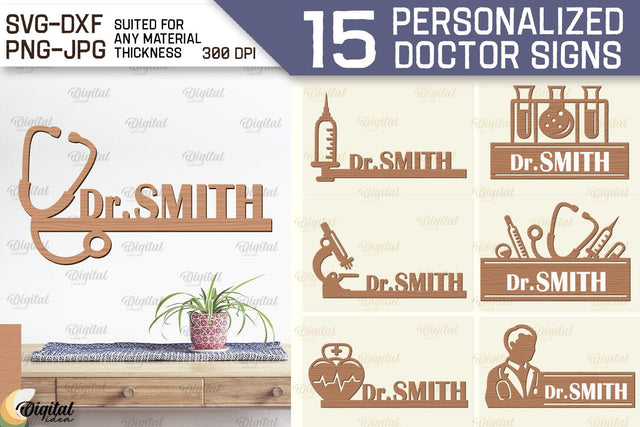 Personalized Doctor Signs Laser Cut Bundle. Wall Decor SVG SVG Evgenyia Guschina 