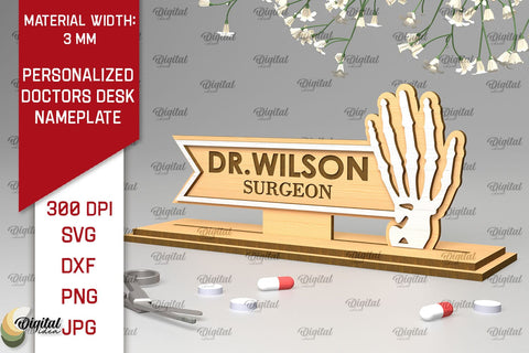 Personalized doctors desk nameplate Laser Cut Bundle SVG Evgenyia Guschina 