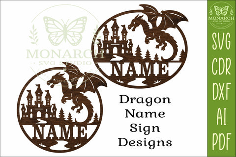 Personalized Dragon Castle Name Sign SVG, Fantasy Nursery SVG APInspireddesigns 