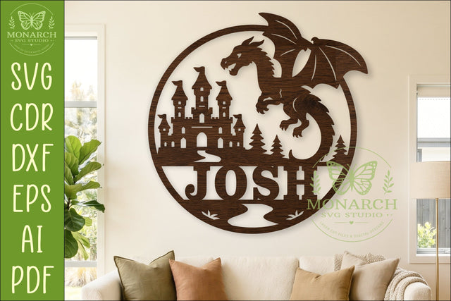 Personalized Dragon Castle Name Sign SVG, Fantasy Nursery SVG APInspireddesigns 