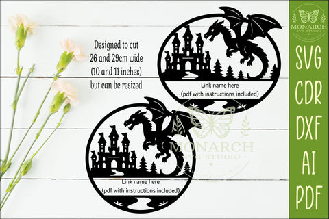 Personalized Dragon Castle Name Sign SVG, Fantasy Nursery SVG APInspireddesigns 