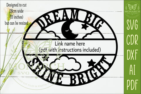 Personalized Dream Big Shine Bright Moon Nursery Name Sign SVG APInspireddesigns 