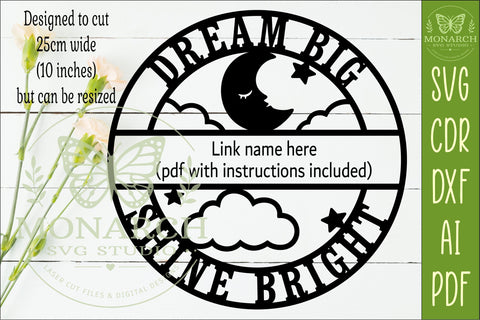 Personalized Dream Big Shine Bright Moon Nursery Name Sign SVG APInspireddesigns 
