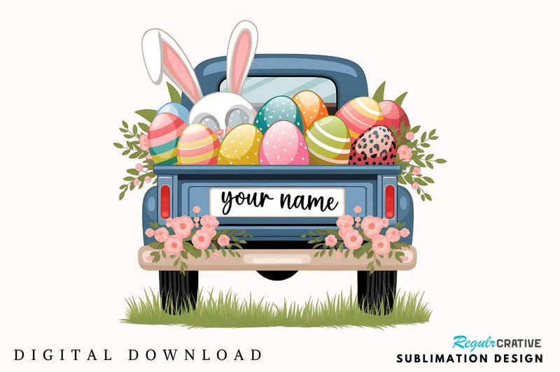 Personalized Easter Easter Truck Sublimation Design Sublimation Regulrcrative 