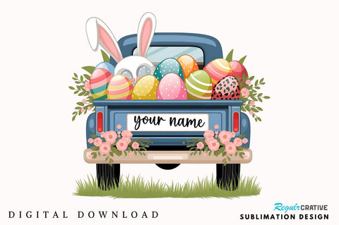 Personalized Easter Easter Truck Sublimation Design Sublimation Regulrcrative 