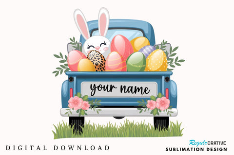 Personalized Easter Easter Truck Sublimation Design Sublimation Regulrcrative 