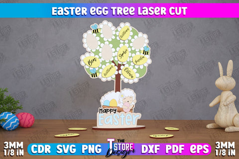 Personalized Easter Egg Tree Bundle | Easter Wooden Decor | Home Décor | CNC Files SVG The T Store Design 