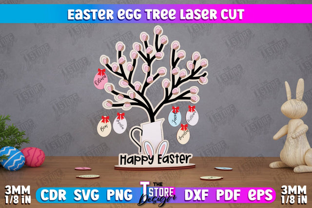 Personalized Easter Egg Tree | Easter Wooden Decor | Home Décor | CNC File SVG The T Store Design 