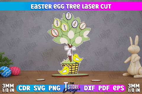 Personalized Easter Egg Tree | Easter Wooden Decor | Home Décor | CNC File SVG The T Store Design 