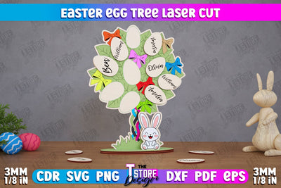Personalized Easter Egg Tree | Easter Wooden Decor | Home Décor | CNC File SVG The T Store Design 