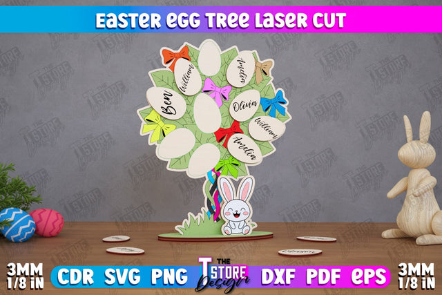 Personalized Easter Egg Tree | Easter Wooden Decor | Home Décor | CNC File SVG The T Store Design 