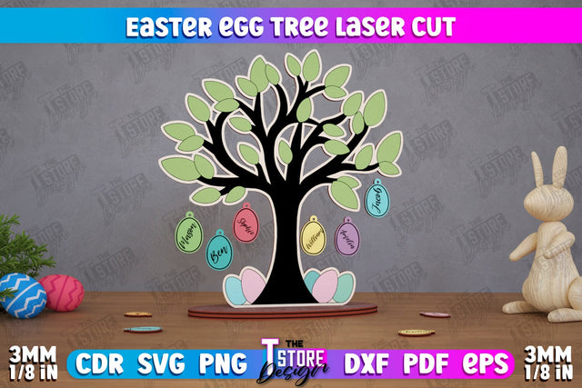 Personalized Easter Egg Tree | Easter Wooden Decor | Home Décor | CNC File SVG The T Store Design 