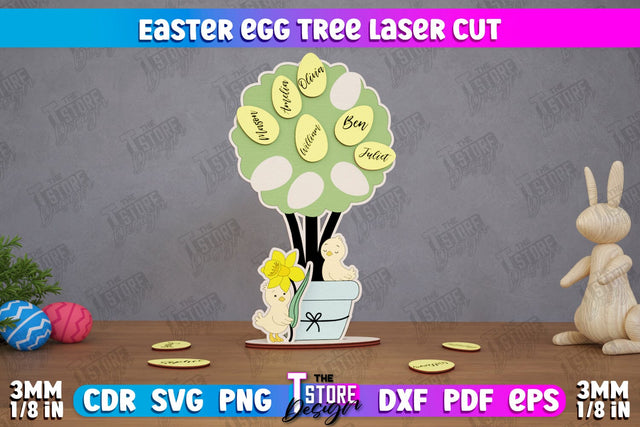 Personalized Easter Egg Tree | Easter Wooden Decor | Home Décor | CNC File SVG The T Store Design 