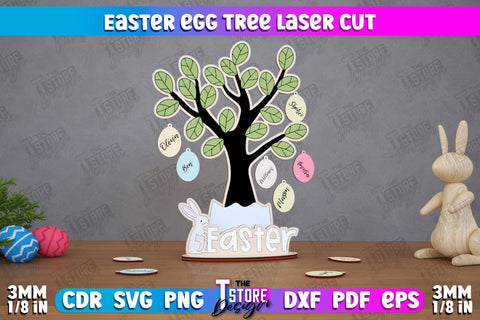 Personalized Easter Egg Tree | Easter Wooden Decor | Home Décor | CNC File SVG The T Store Design 