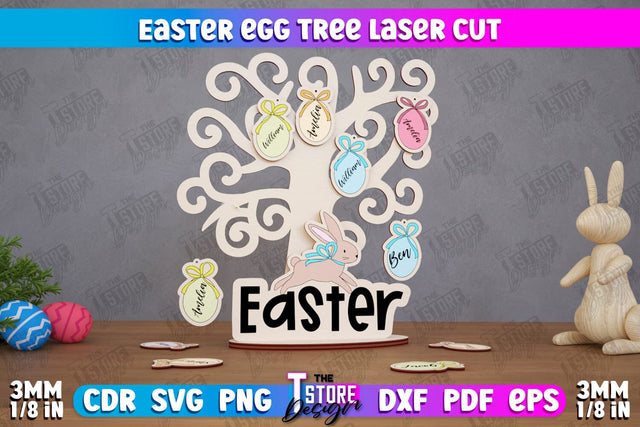 Personalized Easter Egg Tree | Easter Wooden Decor | Home Décor | CNC File SVG The T Store Design 