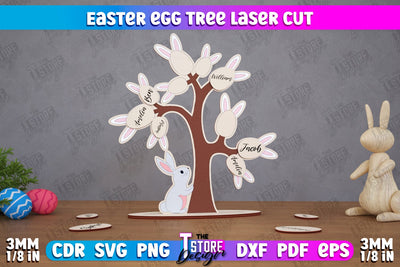 Personalized Easter Egg Tree | Easter Wooden Decor | Home Décor | CNC File SVG The T Store Design 