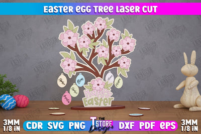 Personalized Easter Egg Tree | Easter Wooden Decor | Home Décor | CNC File SVG The T Store Design 
